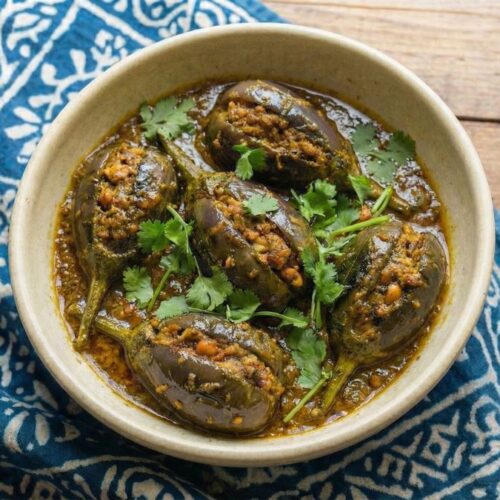 Bharli Vangi Recipe - Authentic Maharashtrian Stuffed Eggplant Curry